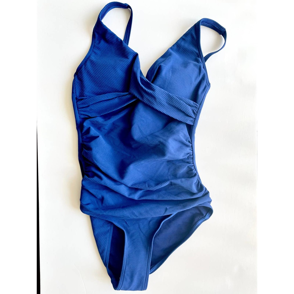 Sea Level Riviera Rib Cross Front One Piece Blue - Picture 4 of 9